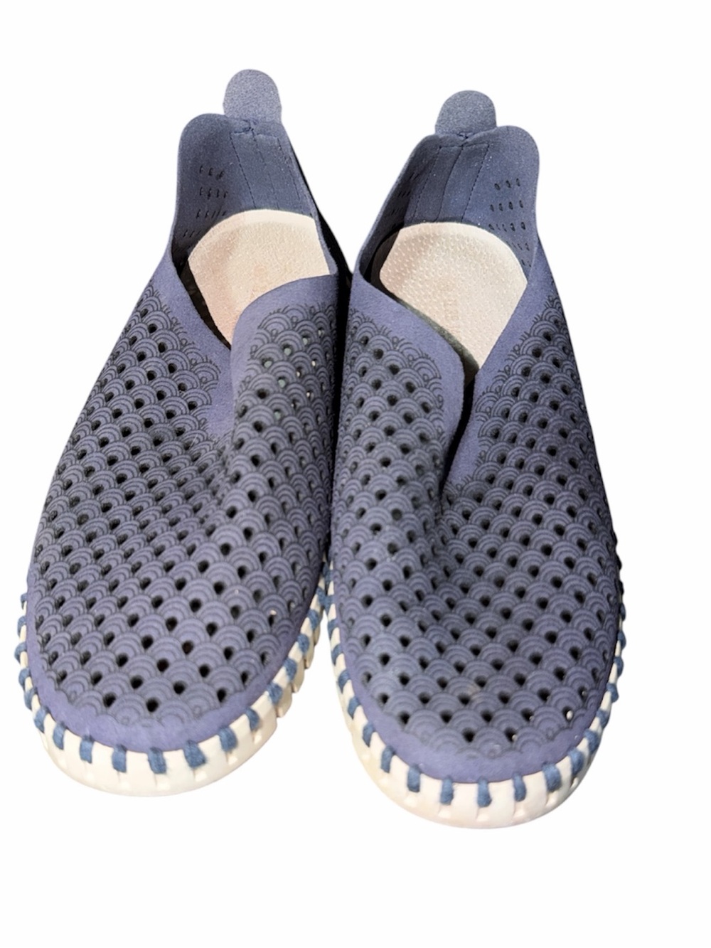 Ilse Jacobsen Hornbæk, Size 39 (US 8.5-9), Navy Blue, Tulip perforated slip-on s